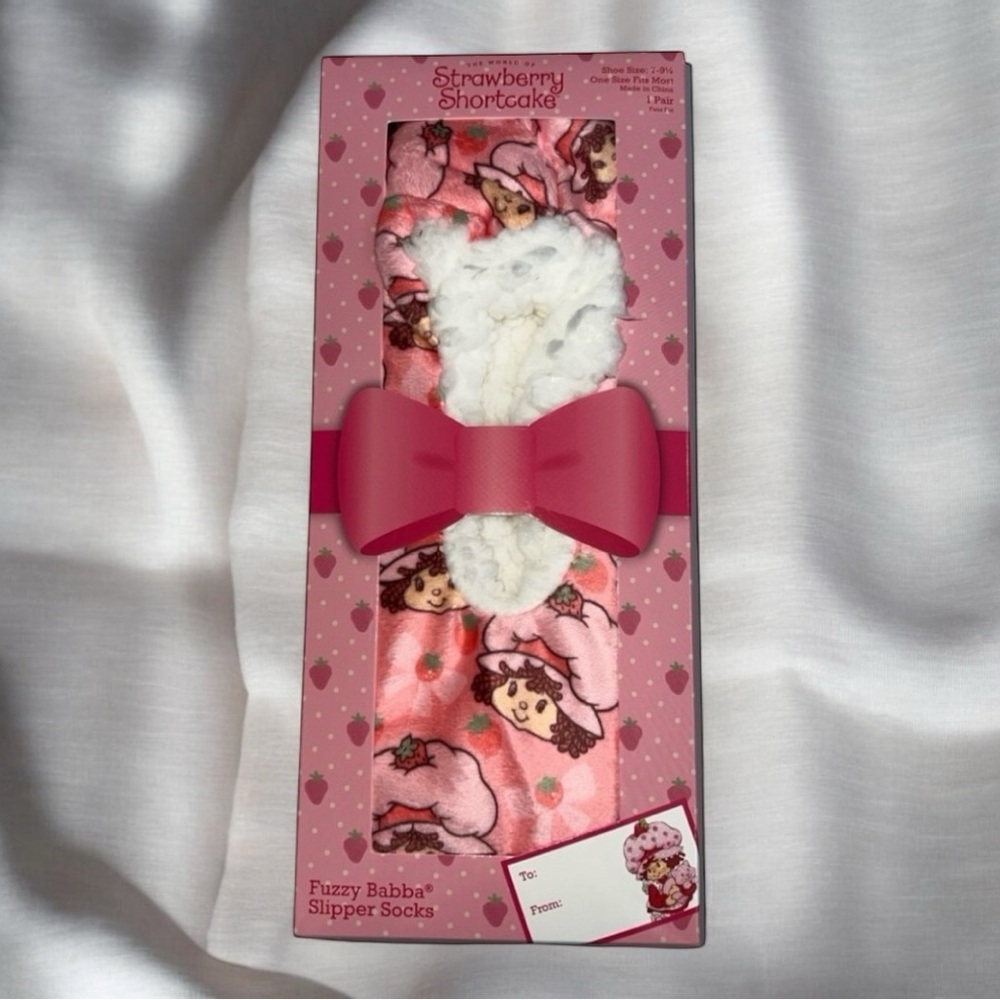 Strawberry Shortcake Fuzzy Babba Slipper Socks One Size